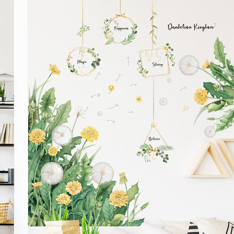 Decal dán tường, tranh dán tường hoa cỏ vàng