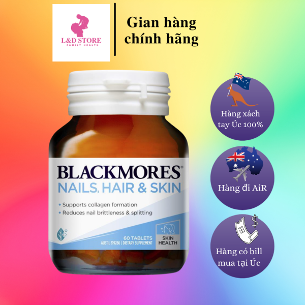 [Bill Úc]Blackmores Nails Hair & Skin 60 Tablets - Viên uống đẹp Da, Móng, Tóc
