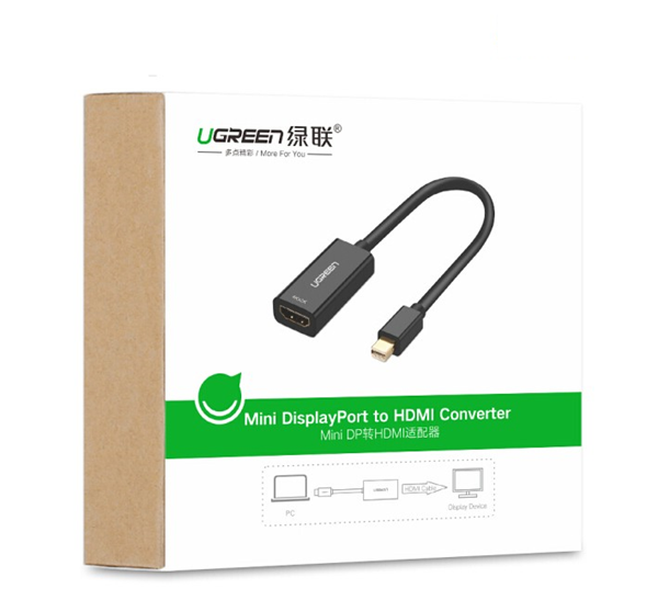 Mini DP to HDMI adapter cable support 4K x 2K resolution ugreen 40360 25cm black