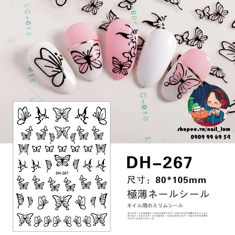 [Video Thực Tế] Nail Sticker - Dán Móng Tay - Bộ Sưu Tập Cánh Bướm