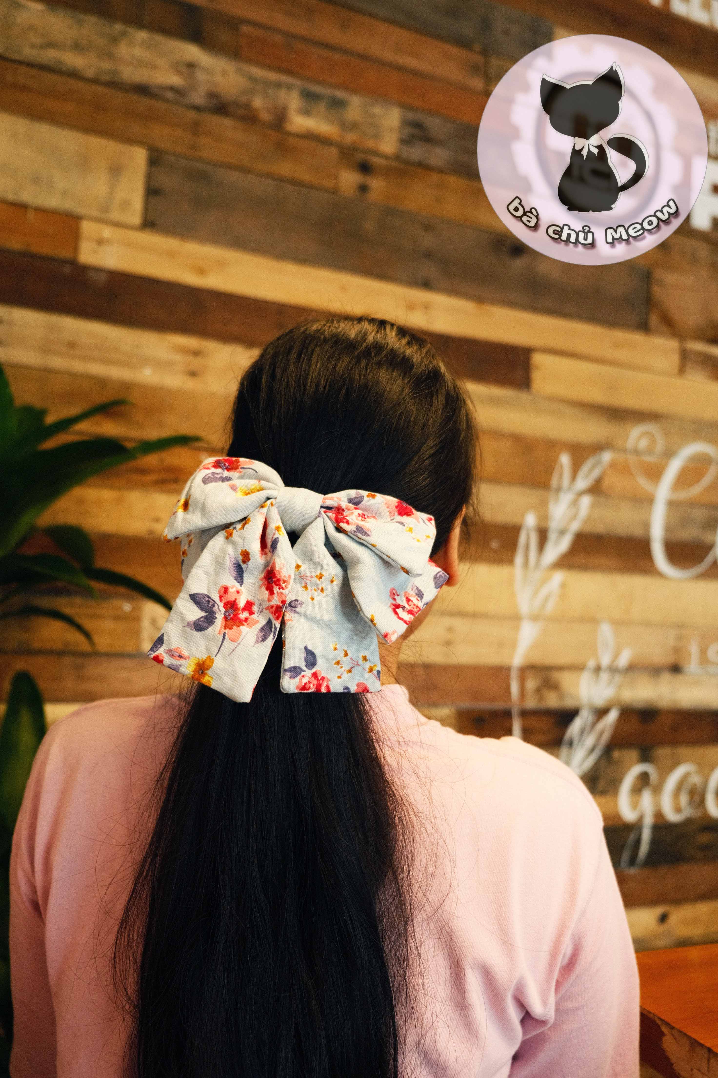 Đồ Cột Tóc Linen Hoa - Dây Cột Tóc Thắt Nơ - Nơ Cột Tóc Đuôi Ngắn