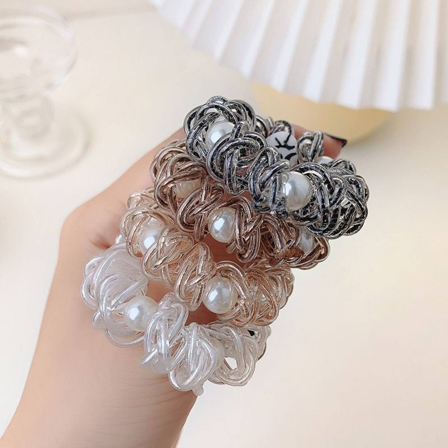 Dây cột tóc, buộc tóc lò xo phối ngọc thời trang cho nữ - loli