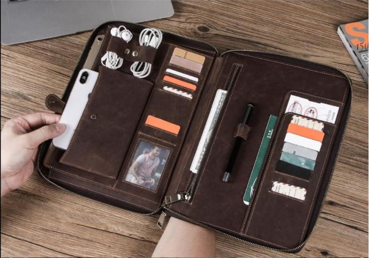 Pktl túi da đa năng ipad 10.5 padfolio chất liệu da bò