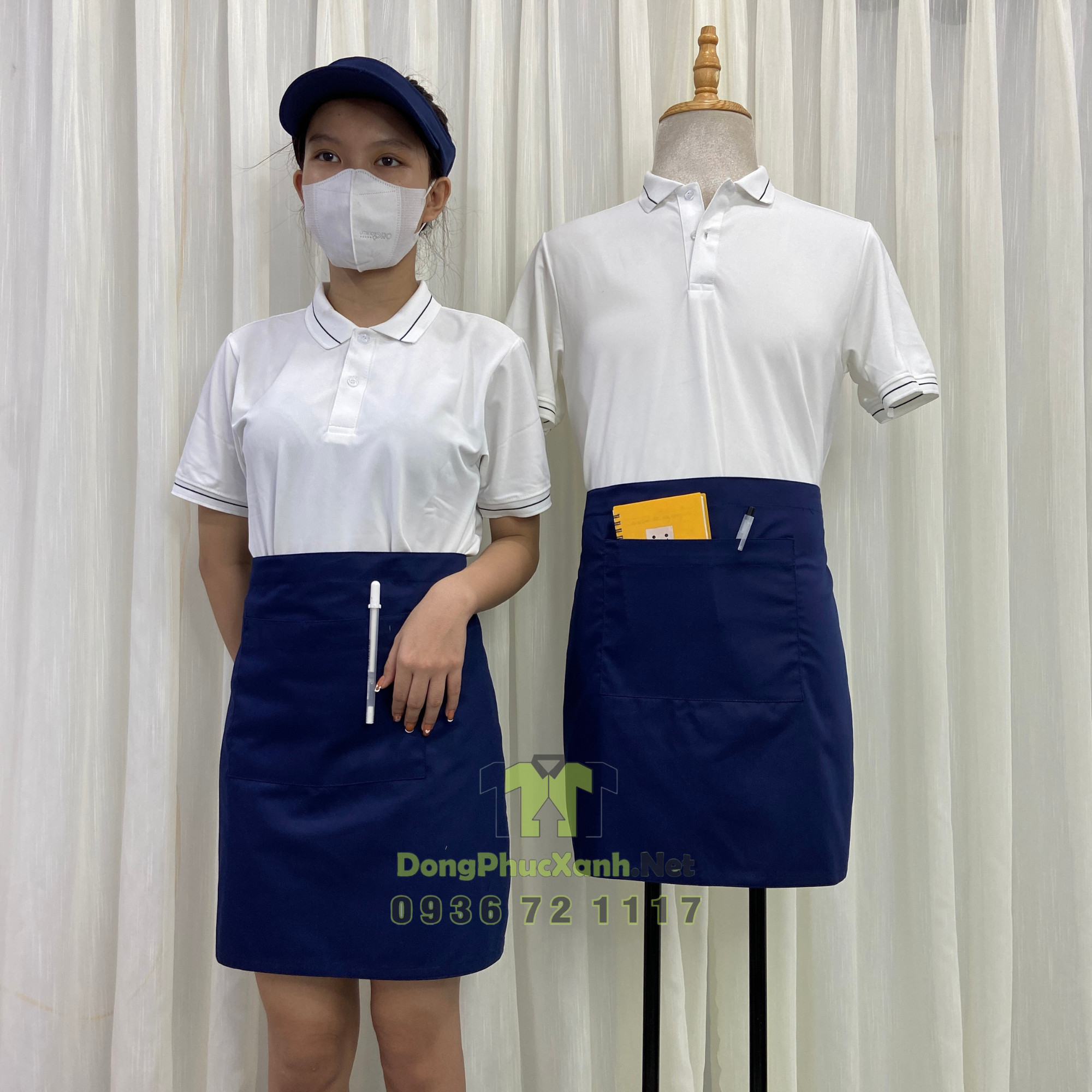Tạp Dề Phục Vụ Màu Đỏ Chất ĐẸP - Làm đồng phục