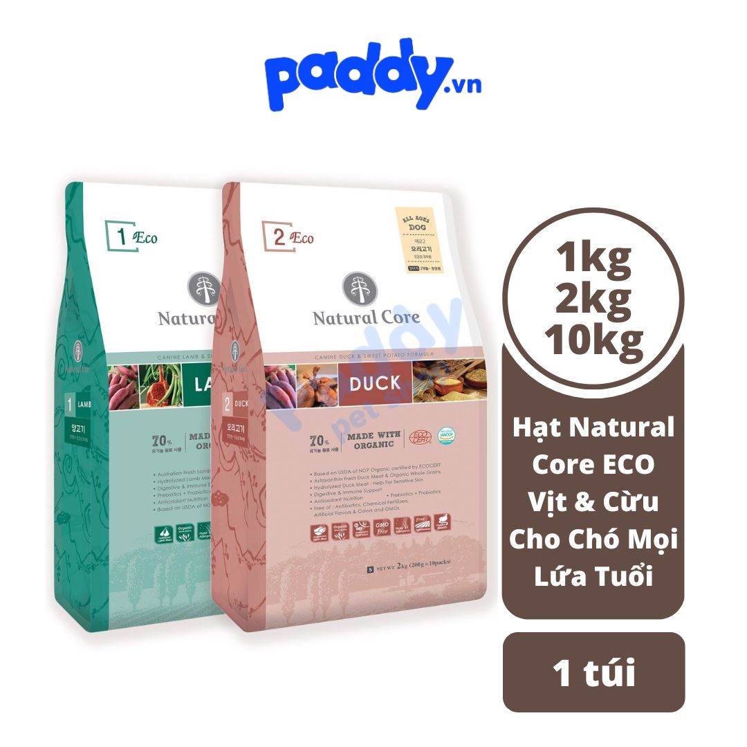 Hạt Cho Chó Mọi Lứa Tuổi Hữu Cơ Natural Core ECO Organic Cừu & Vịt