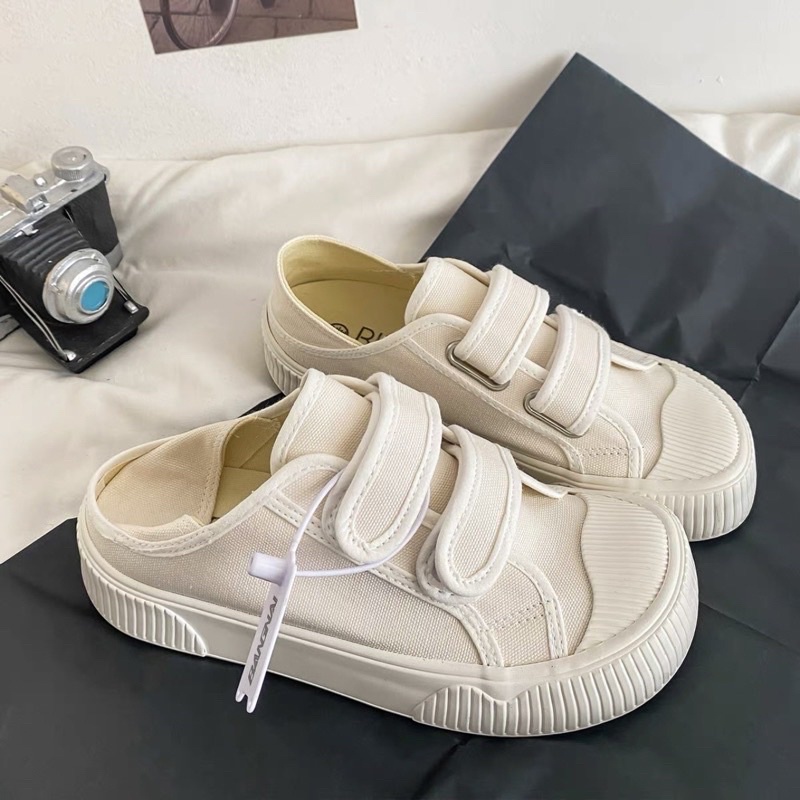 Giày Sneaker Quai Dán Mũi Sò Đi 2 Kiểu(Kèm Ảnh Thật)