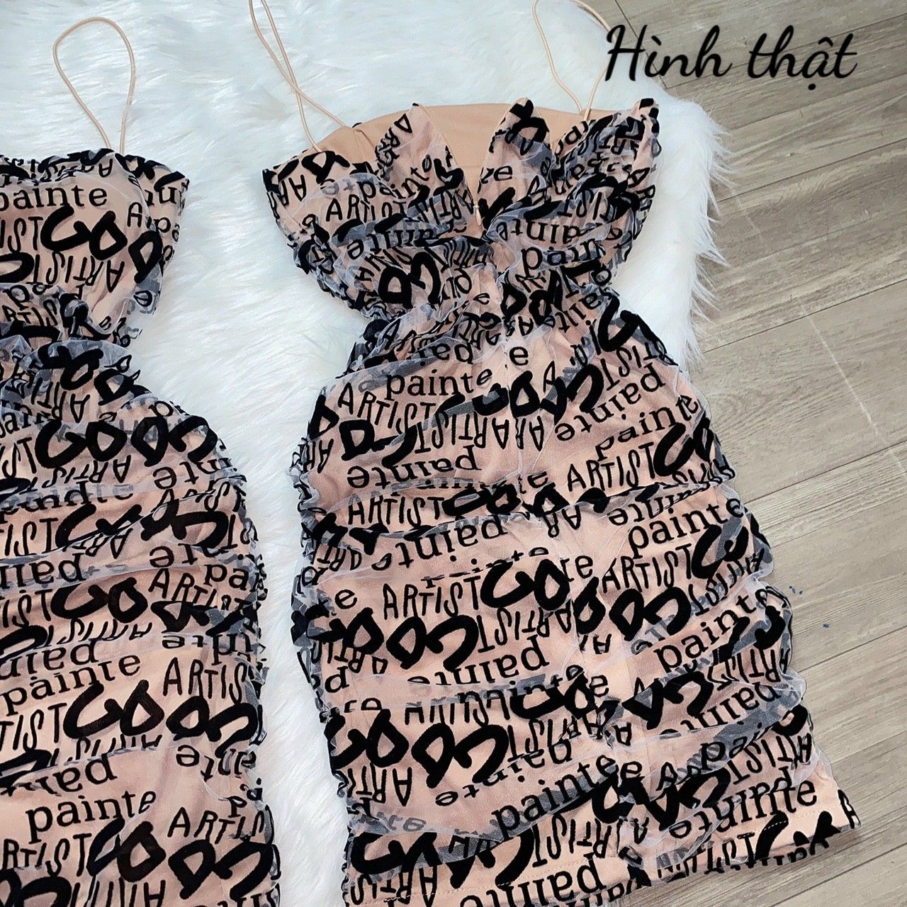 ĐẦM BODY ÔM HAI DÂY PHỐI LƯỚI