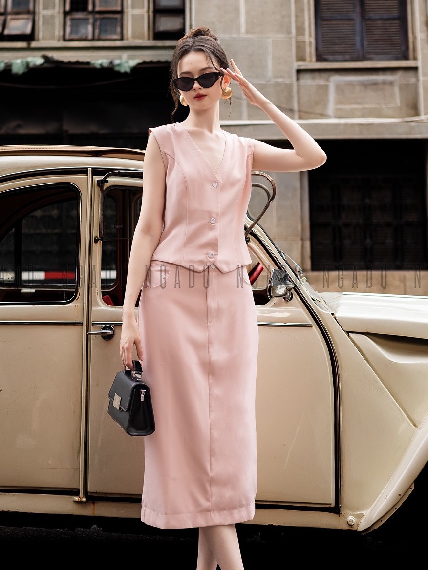 [30.10 - Nhập FALAZLIVE02 giảm 200K] Set áo gile hồng NGADO