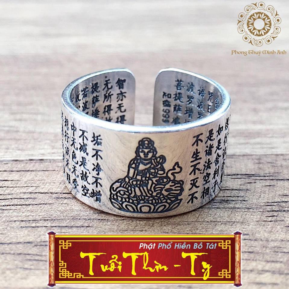 NHẪN KHẮC NGÀI BỒ TÁT PHỔ HIỀN - BÁT NHÃ TÂM KINH (TUỔI THÌN-TỴ)