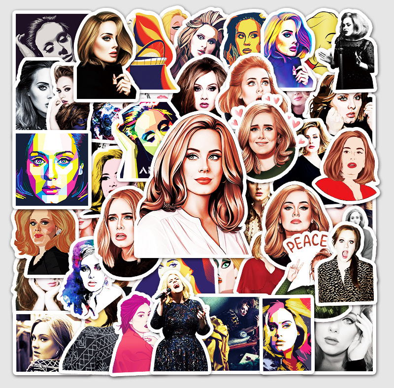 [Set 50 Cái] Sticker dán mũ bảo hiểm, laptop ca sĩ Adele - DB.084
