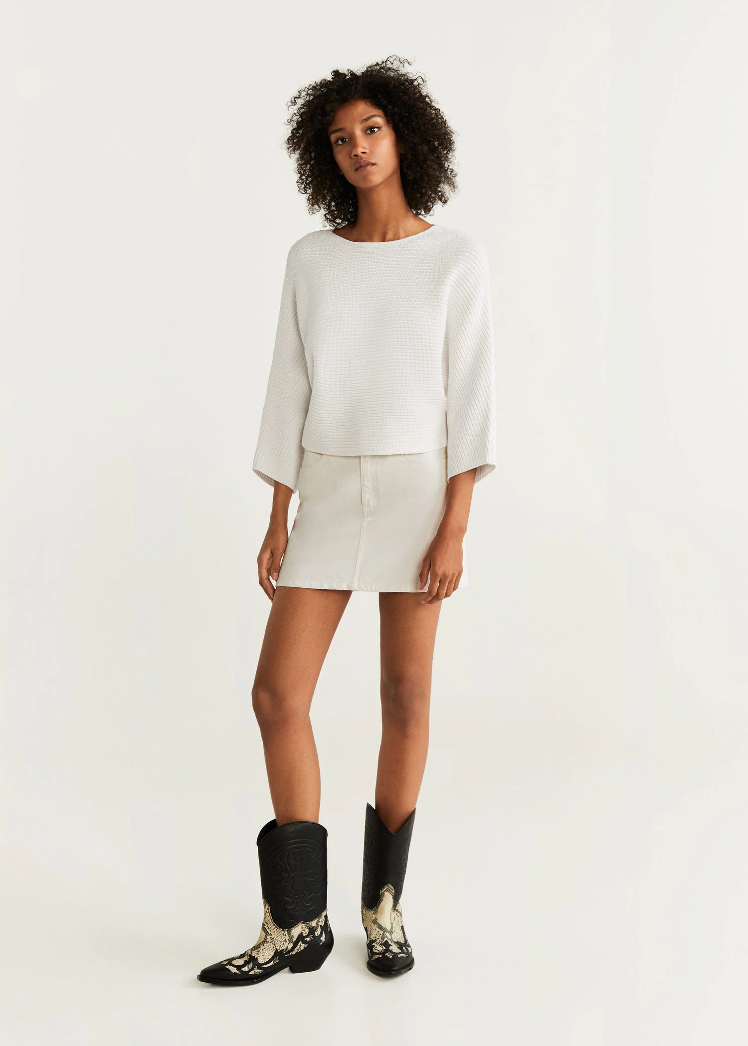 Áo Nỉ Nữ Mango Dolman Sleeve Sweater Ecru