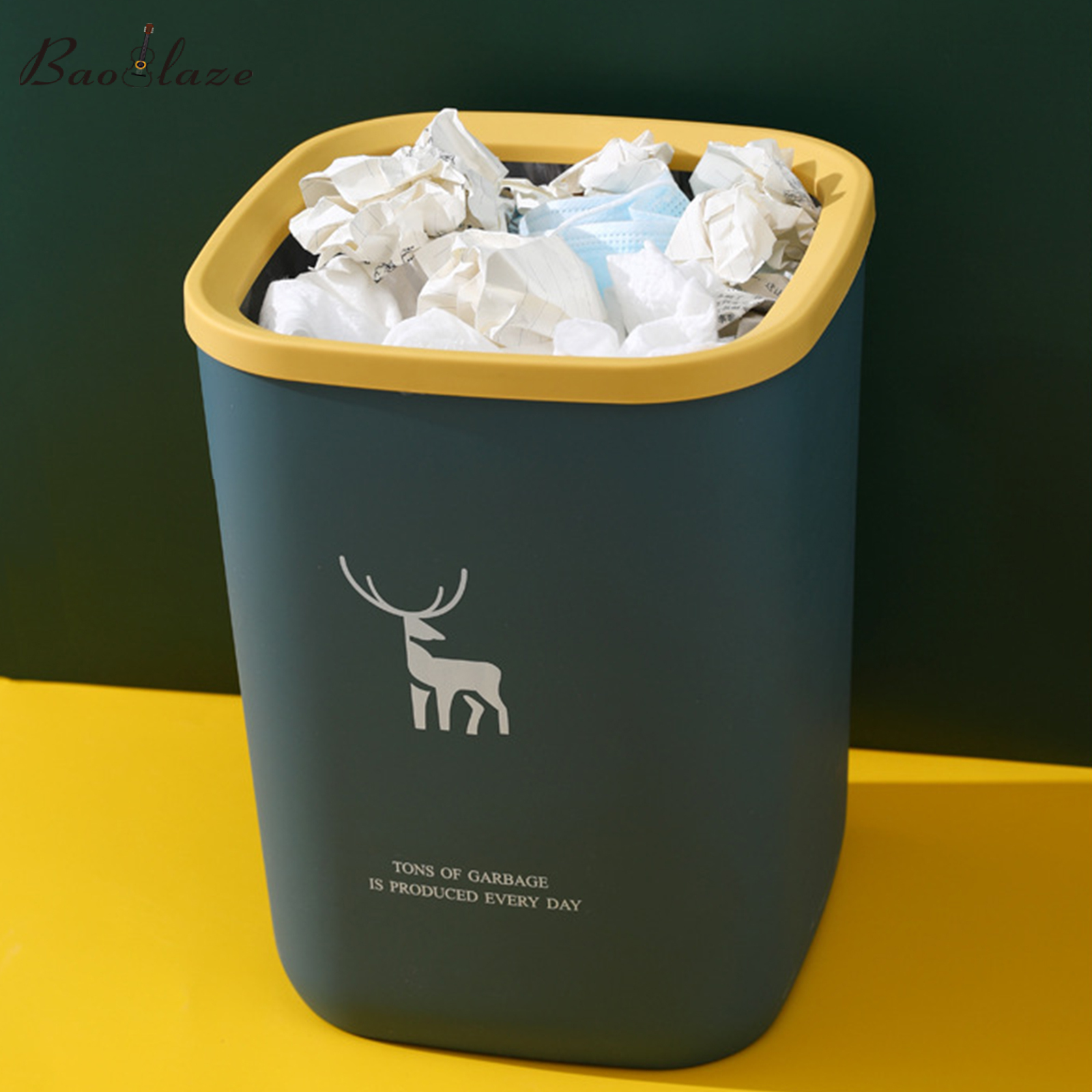 Baoblaze Plastic Rubbish Paper Waste Bin Home Office Bedroom Trash Can