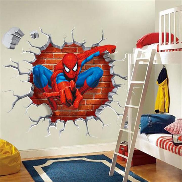 Giấy, decal dán tường Người nhện 3D