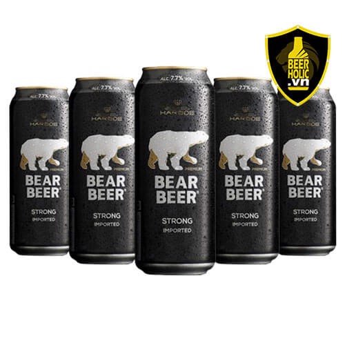 Bia Gấu đen BEAR BEER STRONG Lager 7,7%, Lốc 6 lon 500ml, Beerholic, BH10, Bia Đức mạnh