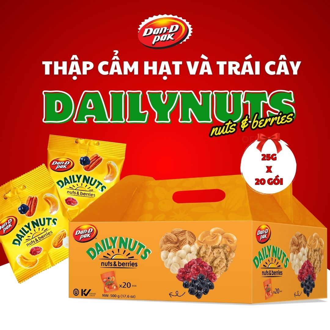 Hộp Thập Cẩm Hạt Và Trái Cây Khô Dailynuts Dan D Pak I Daily Nuts & Berries I 500g (20 gói x 25g)