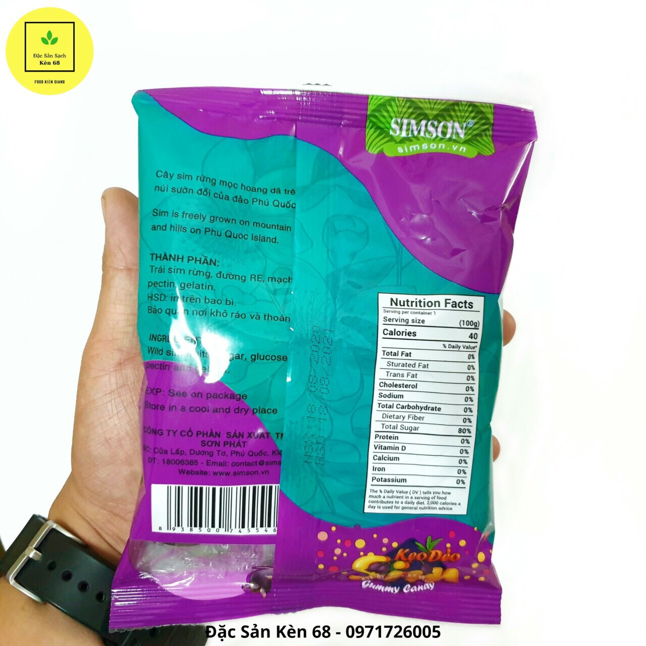KẸO SIM DẺO SIMSON-Gói 100g-ĐẶC SẢN PHÚ QUỐC