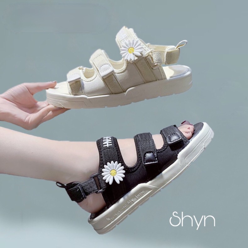(VIDEO) Sndal nữ học sinh 3 quai đế êm quai dán gắn hoa cúc 1 BÔNG Shyn Store giá rẻ