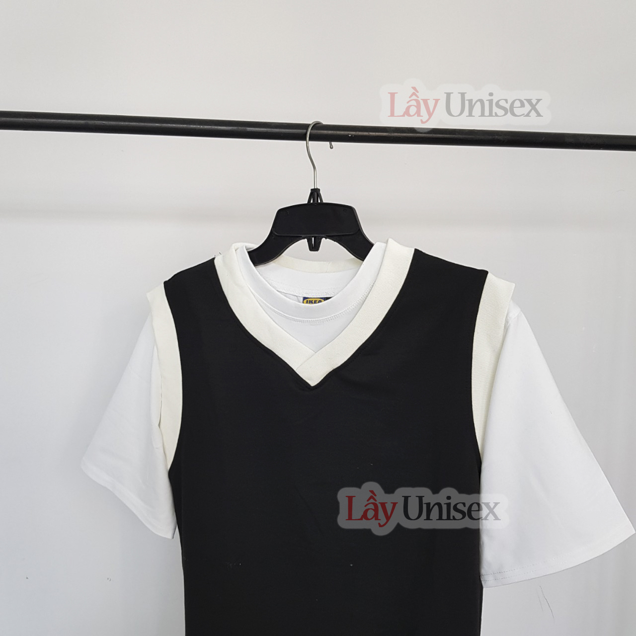 [HCM]Áo gile nam nữ unisex đen viền trắng