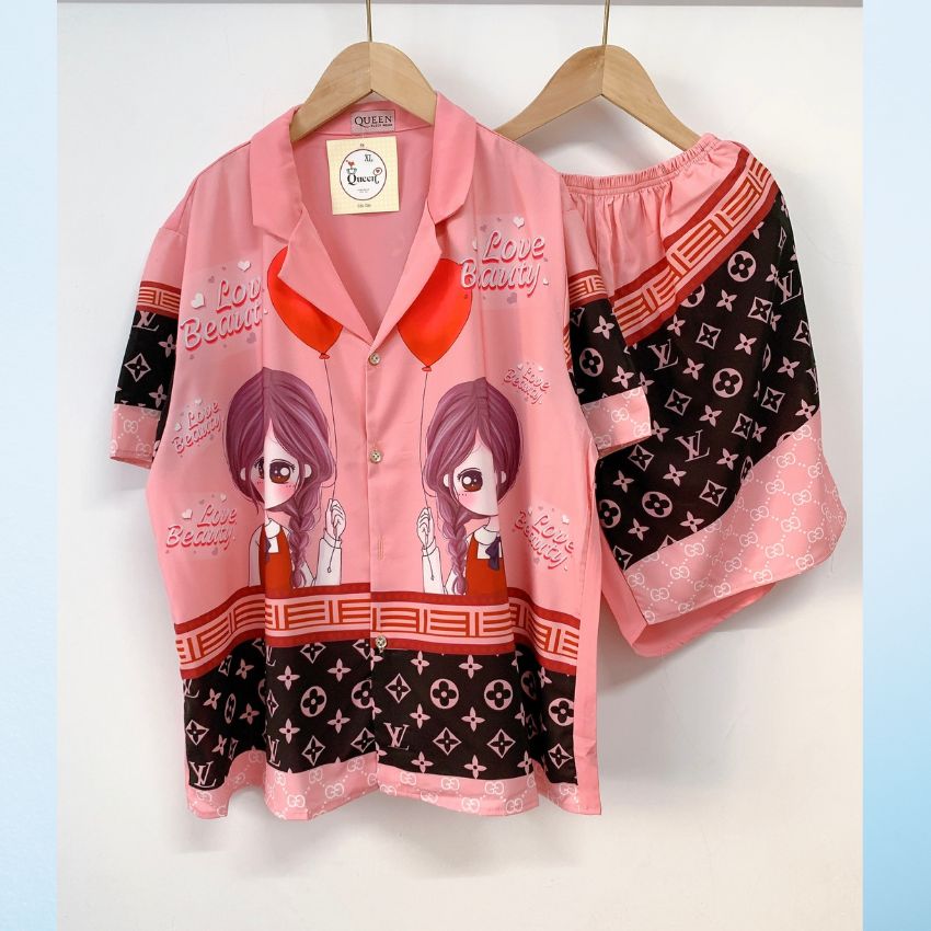 Đồ Bộ Pijama Lụa Mango Mặc Nhà Quần Đùi Áo Cộc Tay BROSI
