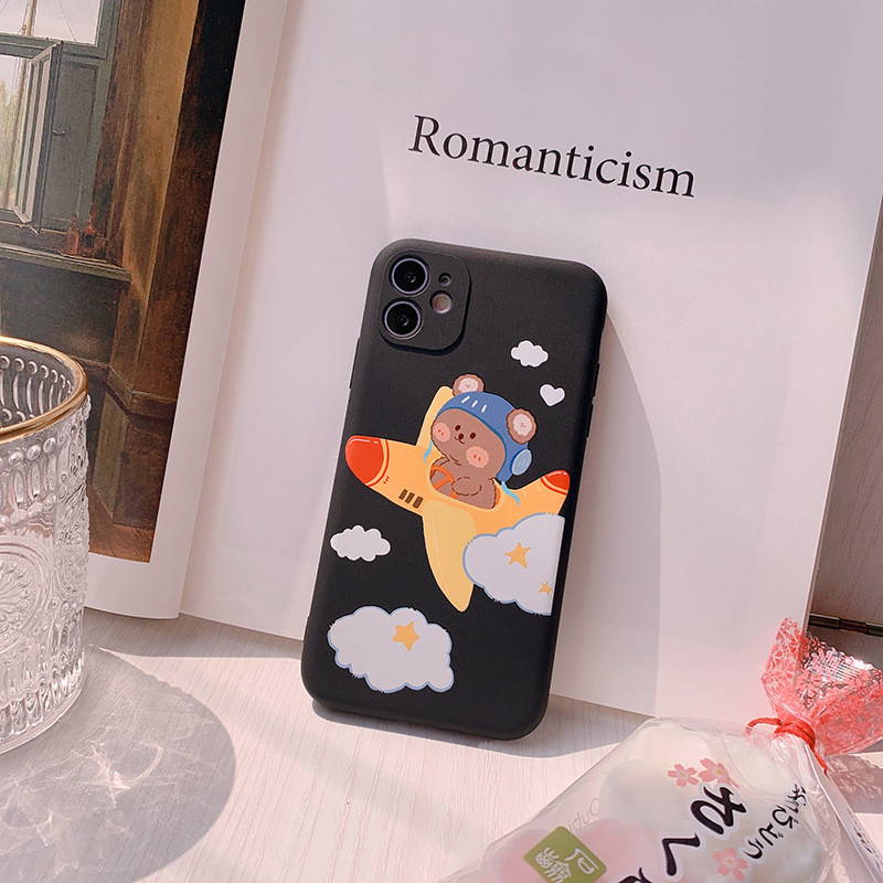Ốp Lưng Silicon Màu Bảo Vệ CAMERA Bear Planes