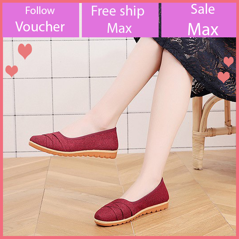 Giày búp bê nữ đẹp vải caro đế bằng 2cm đi bộ cực êm chân Vietshoes68 V189