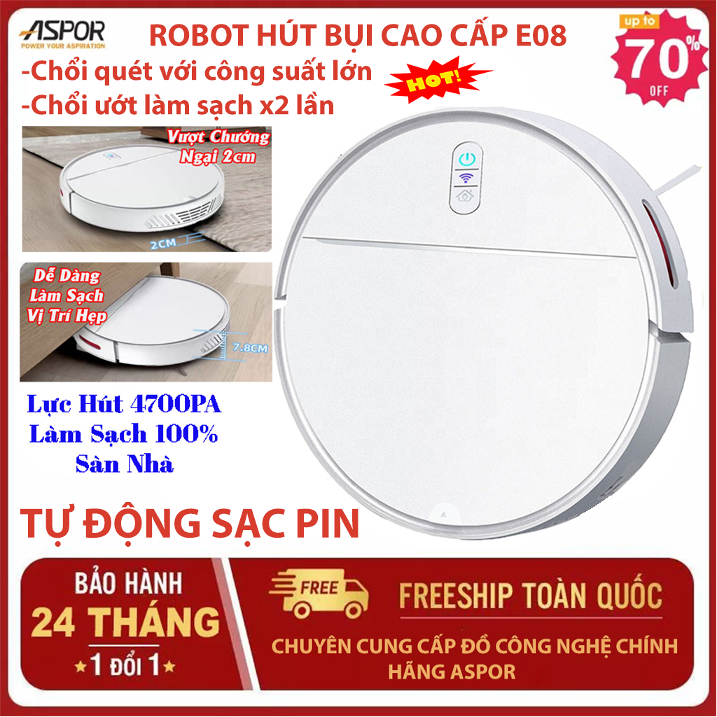 Máy hút bụi, Robot hút bụi thông minh E08, Robot Lau Nhà Thông Minh Giá Rẻ