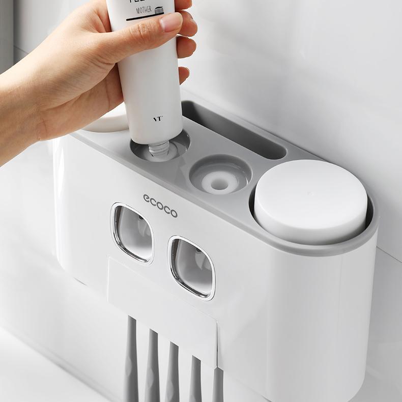Kệ phòng tắm 4 cốc và 2 kem đánh răng ECOCO 1802 sạch sẽ