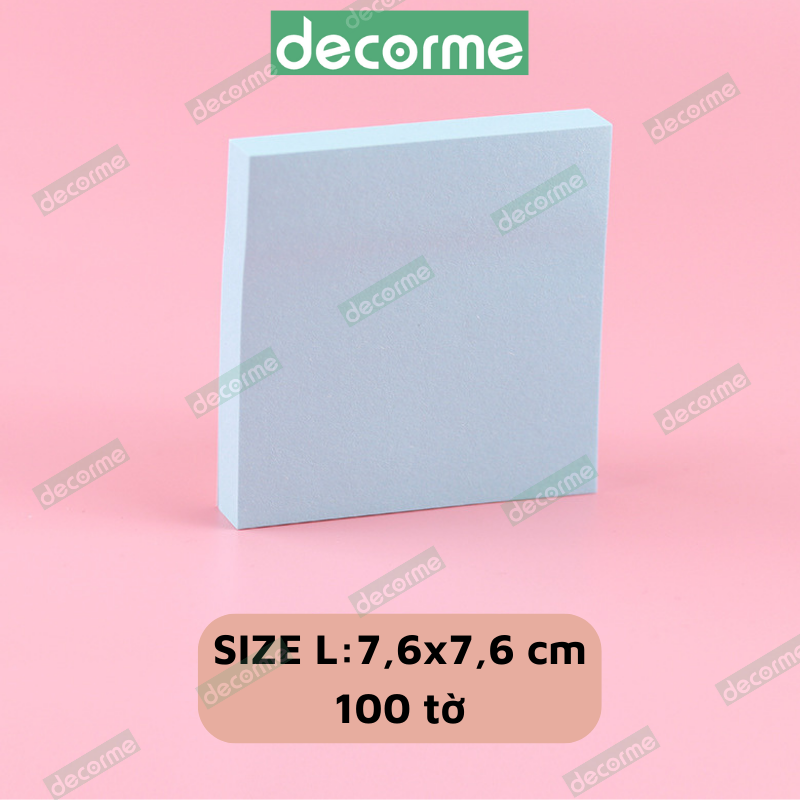 Set 100 tờ giấy ghi chú DecorMe giấy note nhiều màu sắc size 76*76mm có keo dán phụ kiện văn phòng phẩm tiện lợi SMN