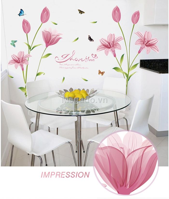 Decal tranh dán tường hoa ly hồng