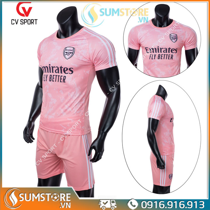Bộ Áo Bóng Đá CLB Arsenal Hồng Vải Thun Lạnh Cao Cấp