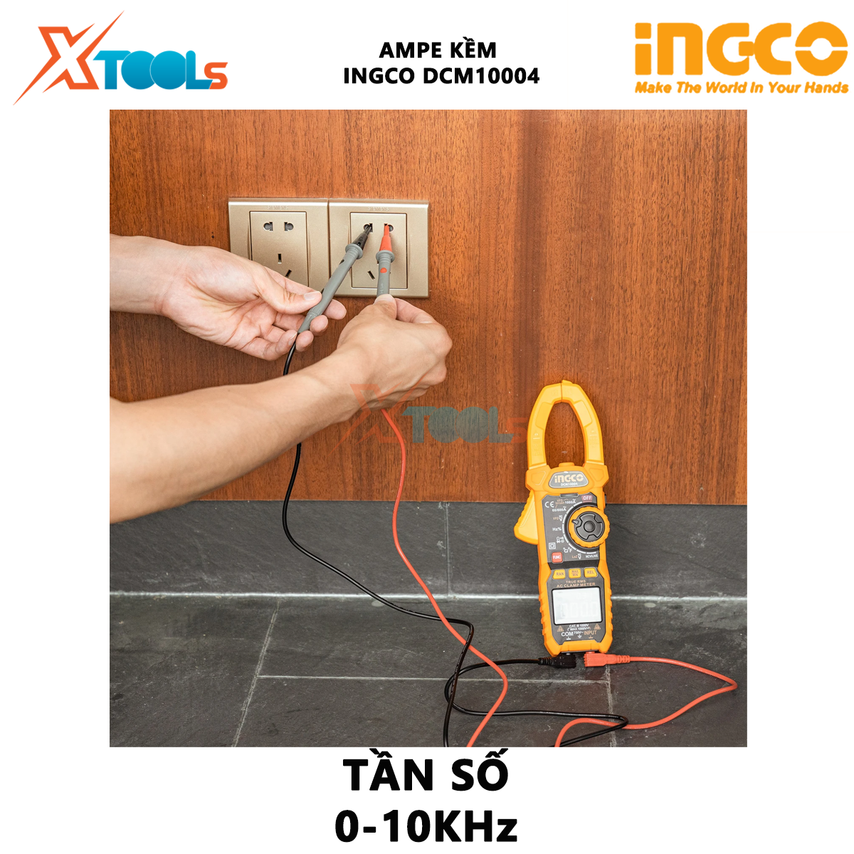Đồng hồ kẹp AC/DC INGCO DCM10004 | ampe kìm Kỹ thuật số 6000 đếm, lưu dữ liệu,  đồng hồ vạn năng đo điện áp, điện trở, tần số