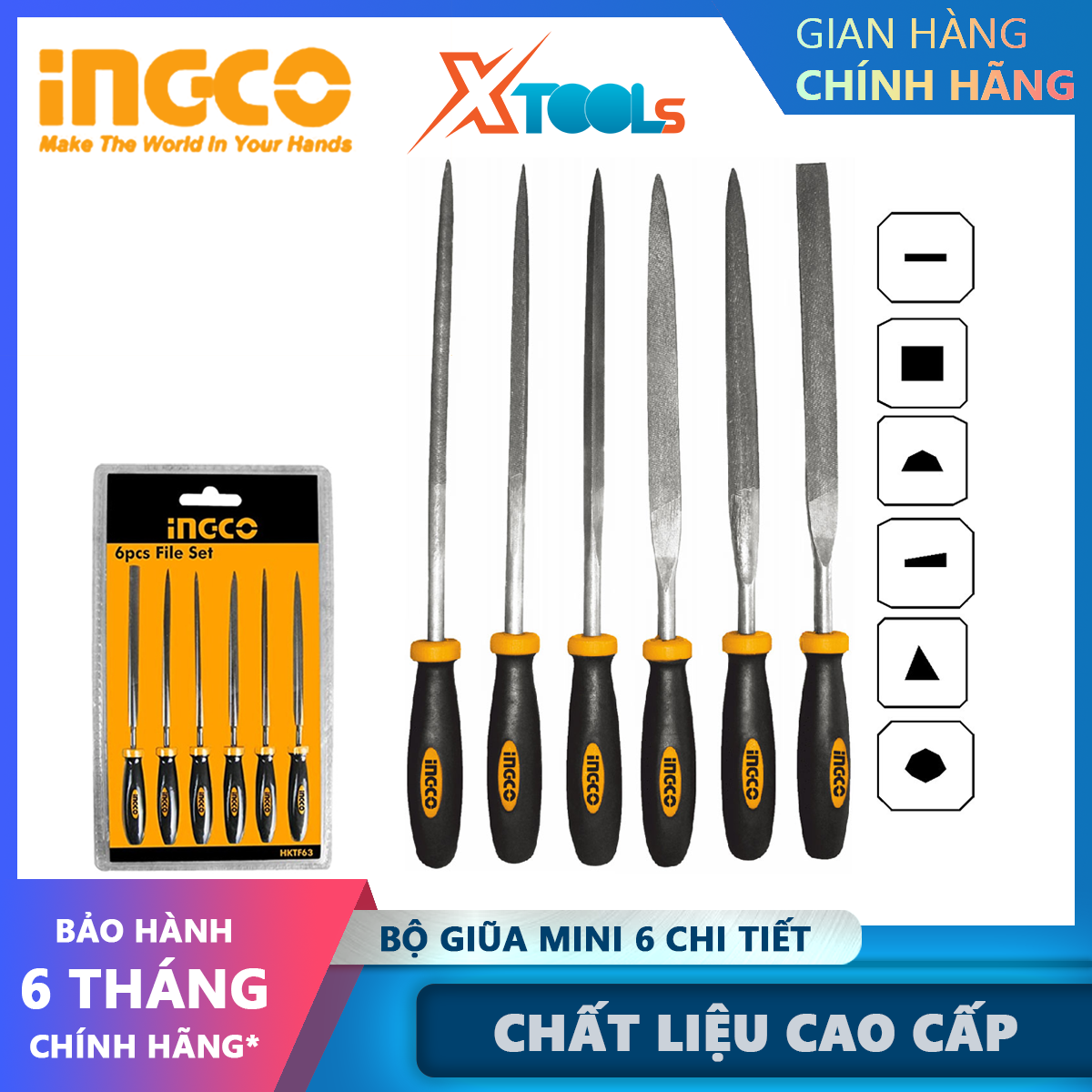 Ingco hktf63 mini 6 pcs file set | 6 pcs iron 4 " 3mm set premium xtools