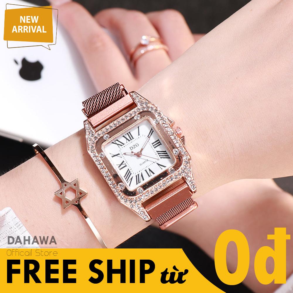 Đồng Hồ Quartz Nữ DZG D71, Mặt Vuông La Mã Chạy 3 Kim, Viền Đính Đá Sang Trọng, Dây Lưới Nam Châm Cao Cấp Không Gỉ, 4 Màu Lựa Chọn ( Bảo Hành 6 Tháng)