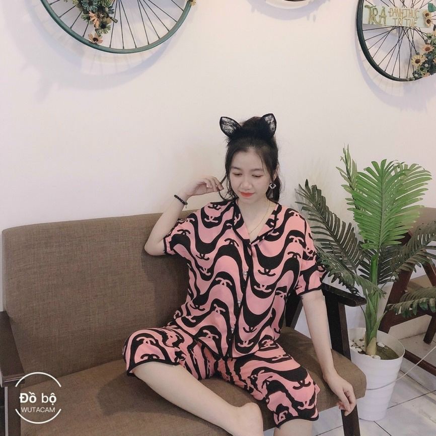 Pijama Tay Bồng Đáng Yêu Đồ Bộ Pijama lụa hàn Freesize dưới 60kg-Quần có túi
