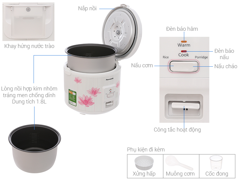 Nồi cơm điện Panasonic SR-MVP187HRA 1.8 lít