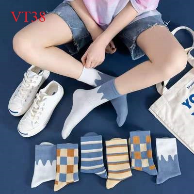 Combo 5 đôi vớ chân tất chân nữ nhiều màu sắc vt32