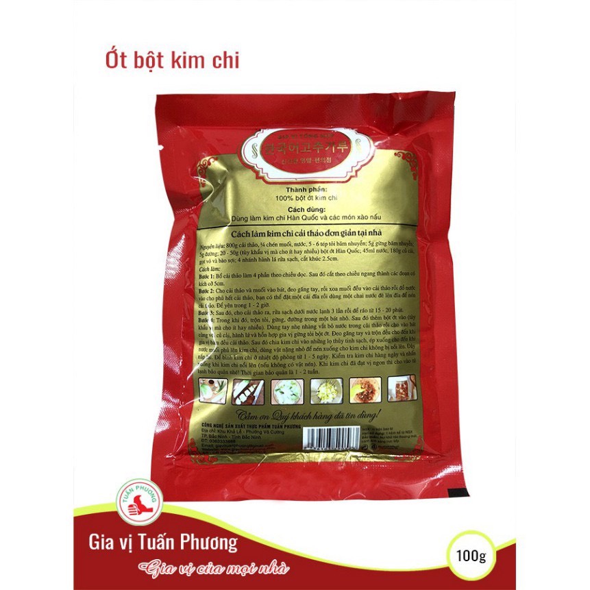 Bột ớt Hàn Quốc _ Bột ớt làm kim chi gói 100g siêu ngon