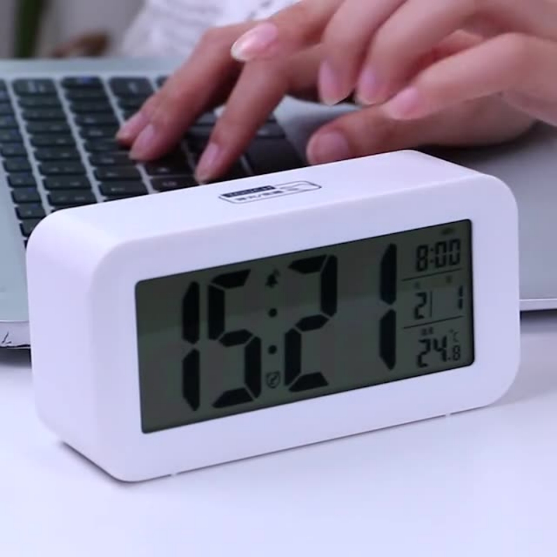 Premium LCD alarm desk led clock temperature and humidity meter-Hause