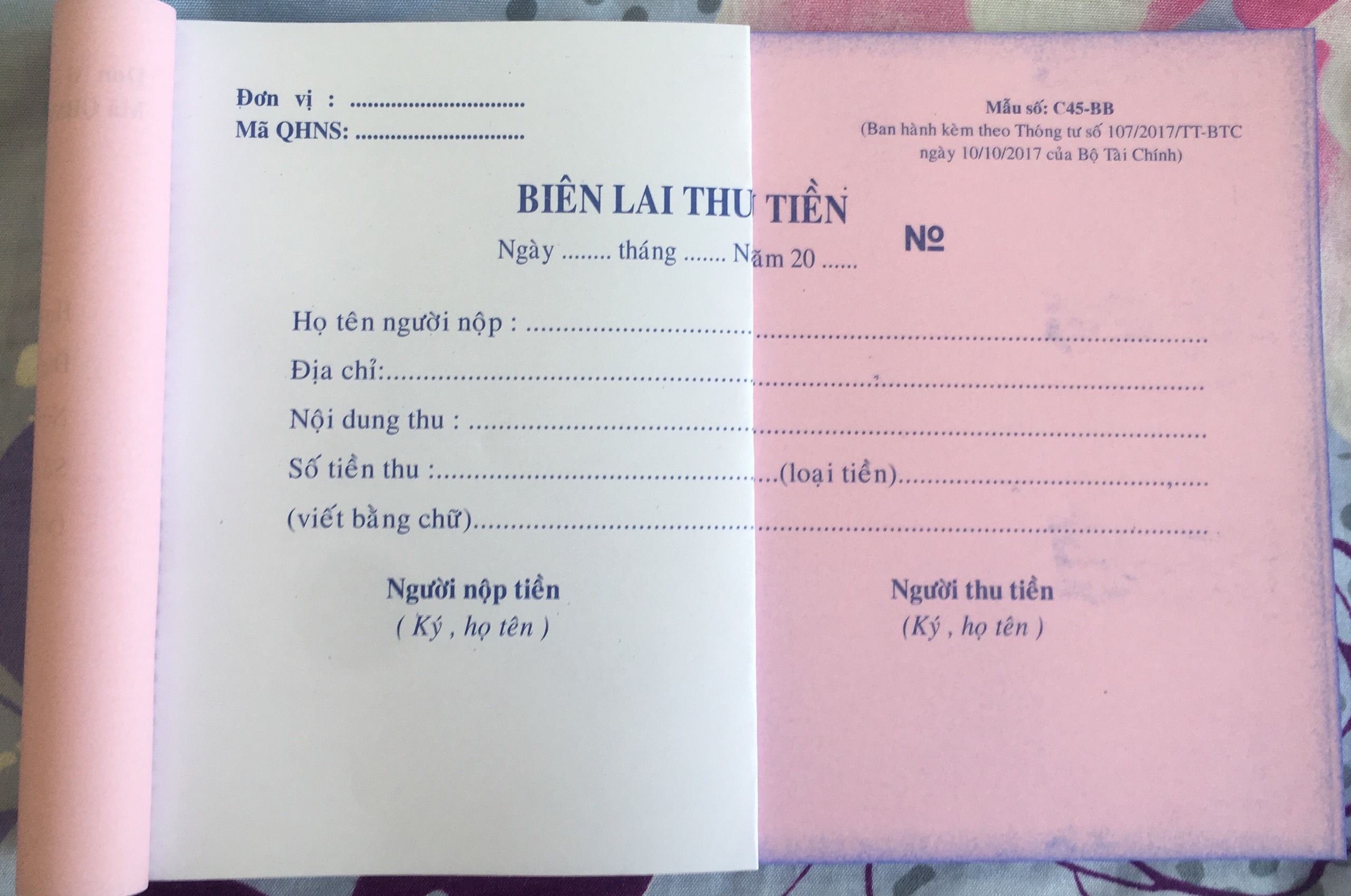 [HCM]Biên lai thu tiền 2L khổ 13x19 (Combo 5 cuốn)