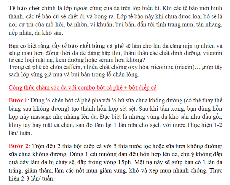 Combo bột cà phê +bột diếp cá giảm thâm (mỗi loại 100gr)