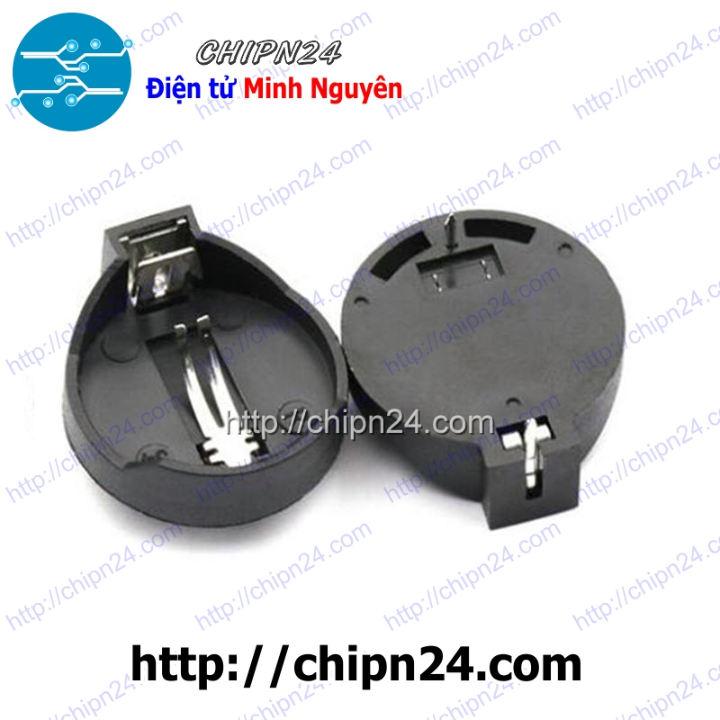 Đế pin cr2032 dip nhựa đen, đế pin cmos