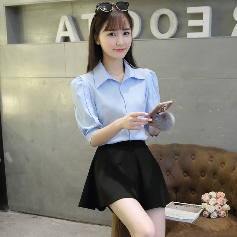 ÁO SƠ MI CÔNG SỞ NỮ TAY VIỀN KIỂU