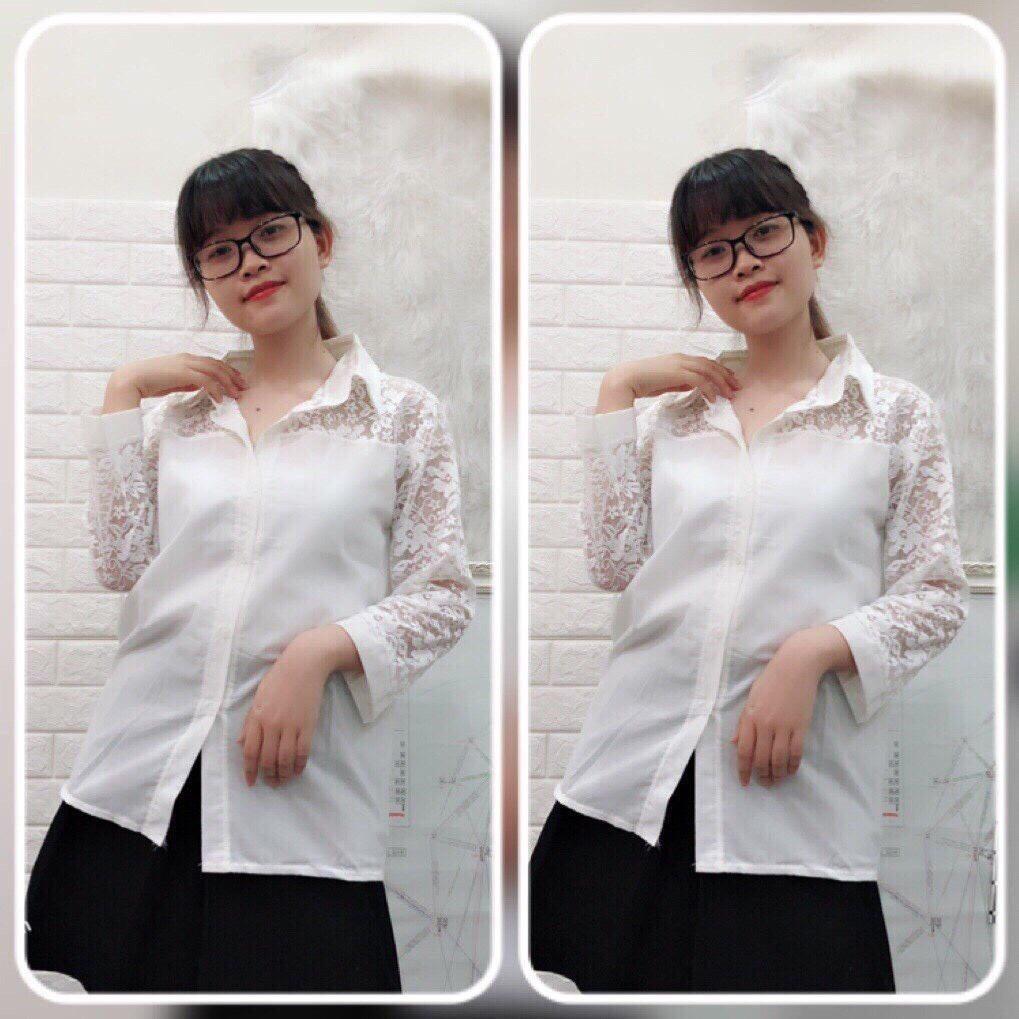Áo sơ mi phối ren cực đep Form unisex NU5501