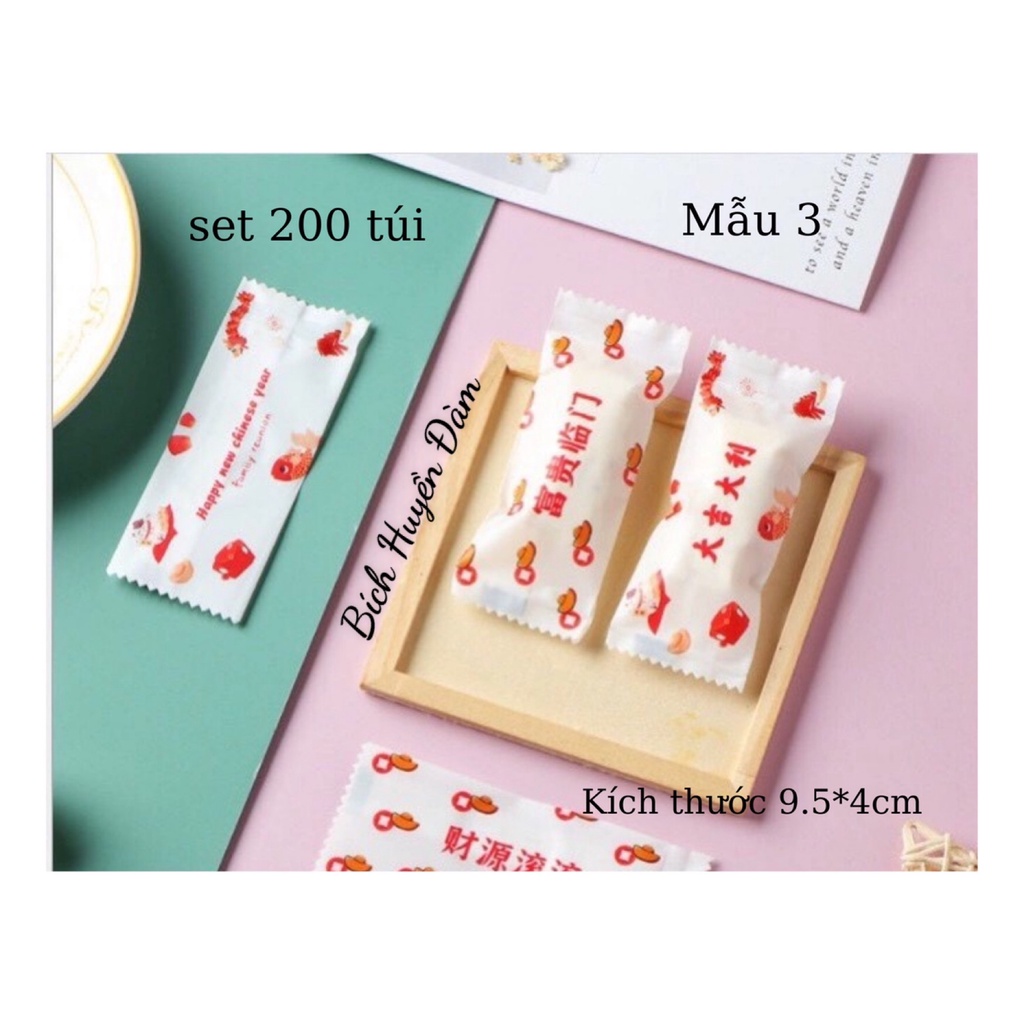 Set 100-200 túi đựng kẹo nougat hàn miệng