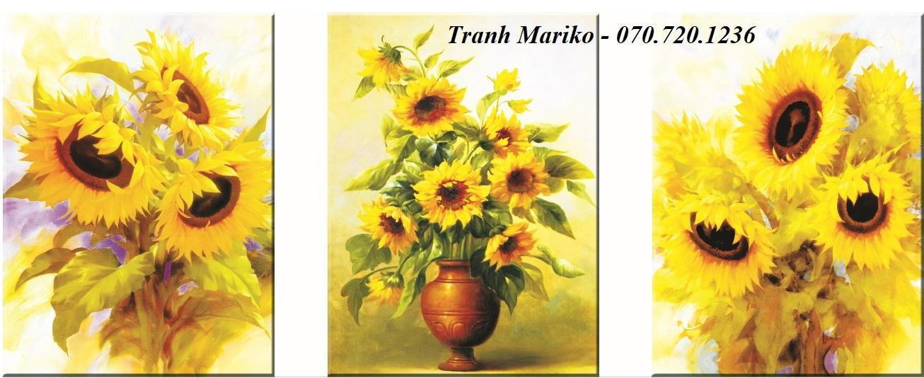 [HCM]Tranh thêu chữ thập bộ 3 HOA HƯỚNG DƯƠNG khoe sắc tuyệt đẹp 53538 kích thước (51*65)*3cm