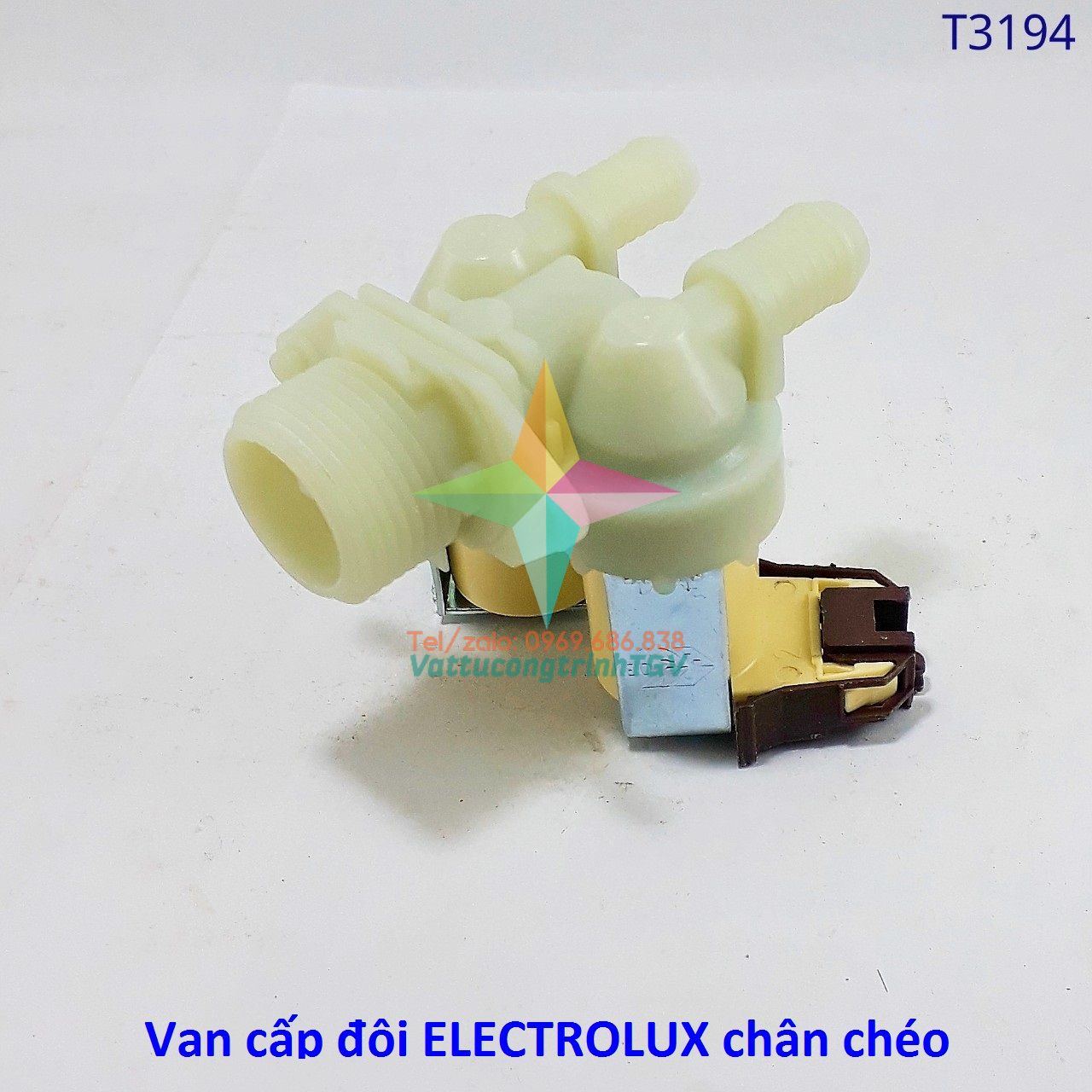 Van Rơle cấp nước đôi máy giặt ELECTROLUX chân chéo