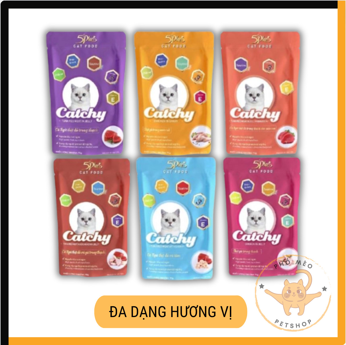 Pate Catchy 5Plus cho mèo gói 70g