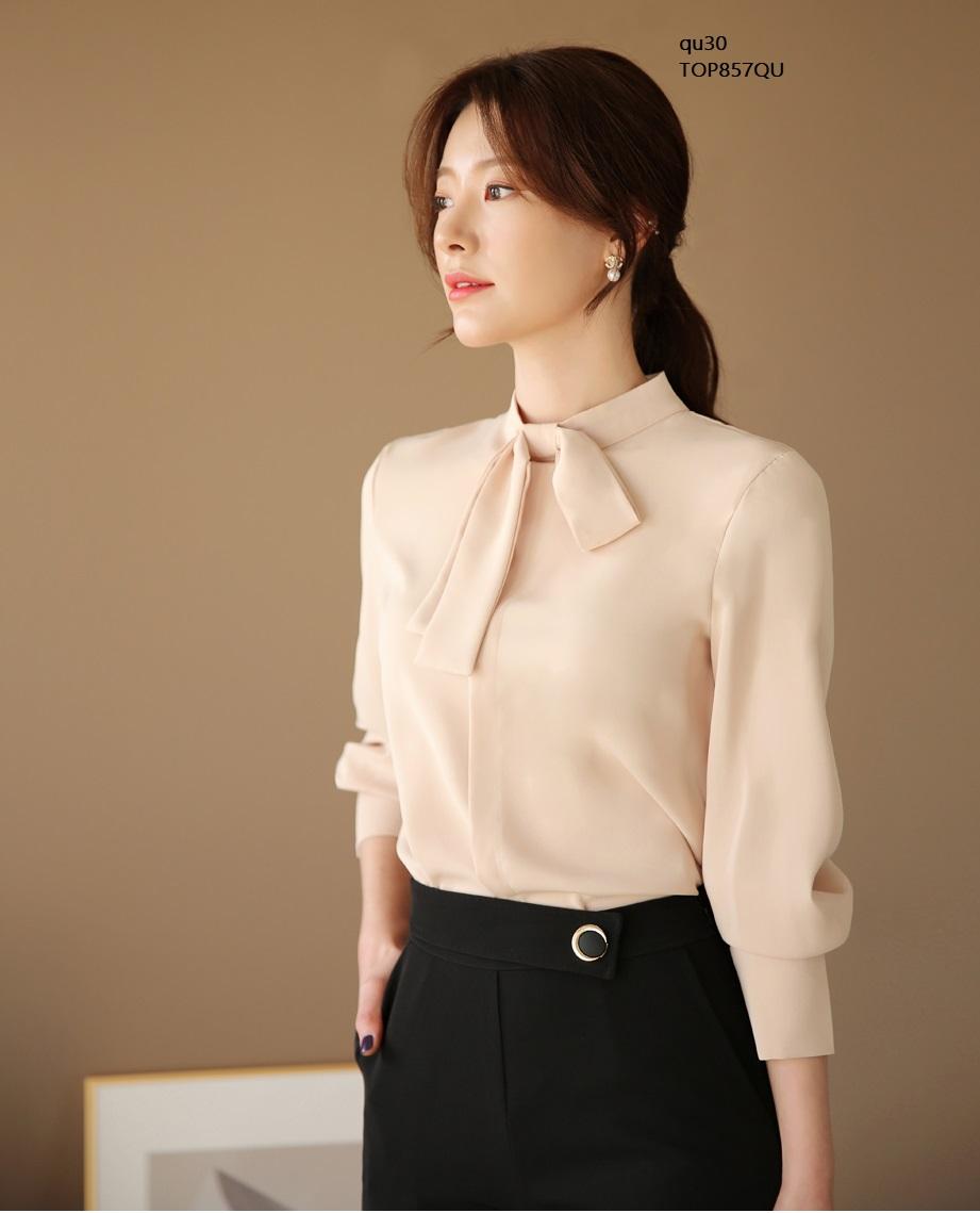 Top857qu áo sơ mi nữ cổ trụ