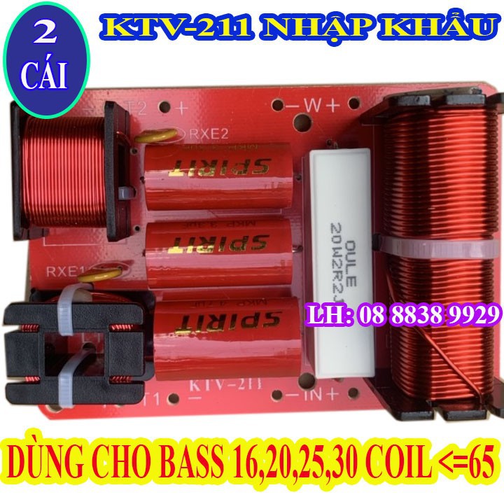 Phân tần ktv 211 nhập khẩu- dùng cho 1 bass 2 treble - giá 2 mạch