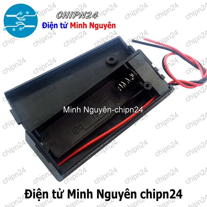 [2 cái] (C9) Hộp Đế pin 1 viên AA (có nắp, có công tắc) - HH002573